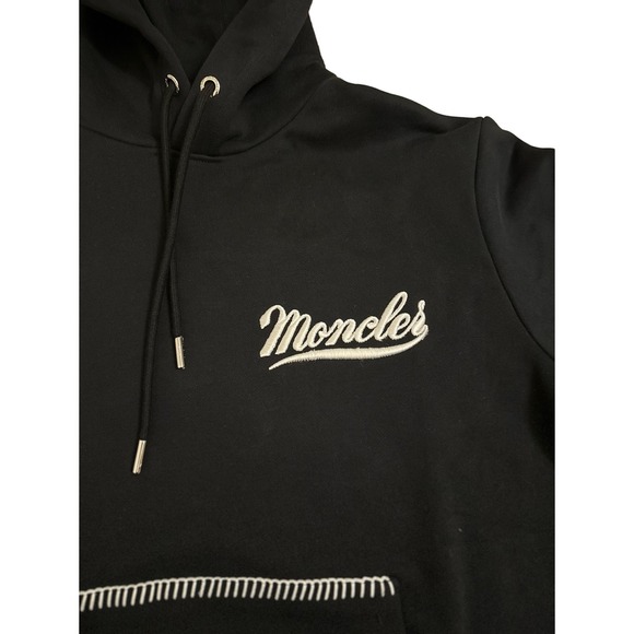 NEW!  MONCLER logo hooded sweatshirt - men’s - SMALL - black - Picture 2 of 4